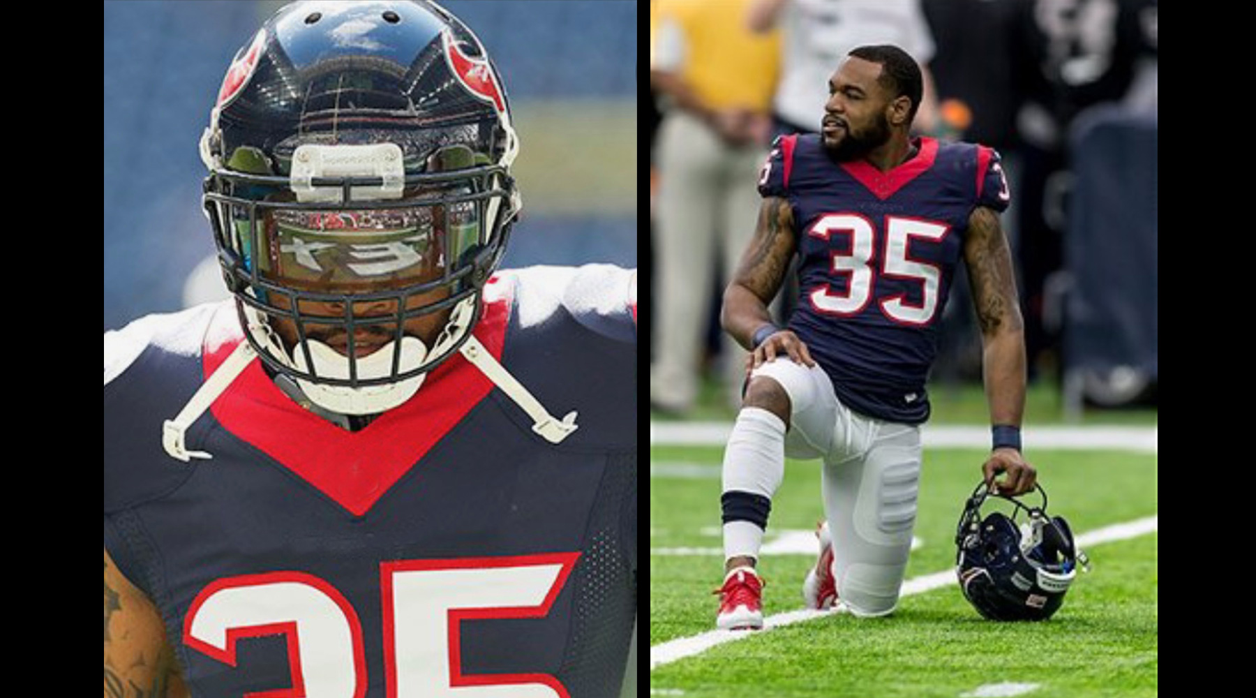 Eddie Pleasant in Texans uniform on field